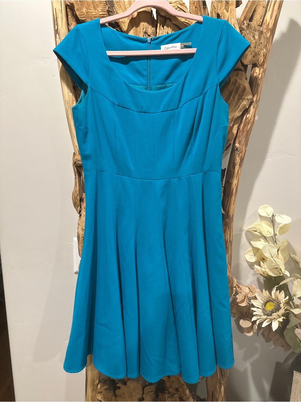 Calvin Klein Teal A-Line Midi Dress